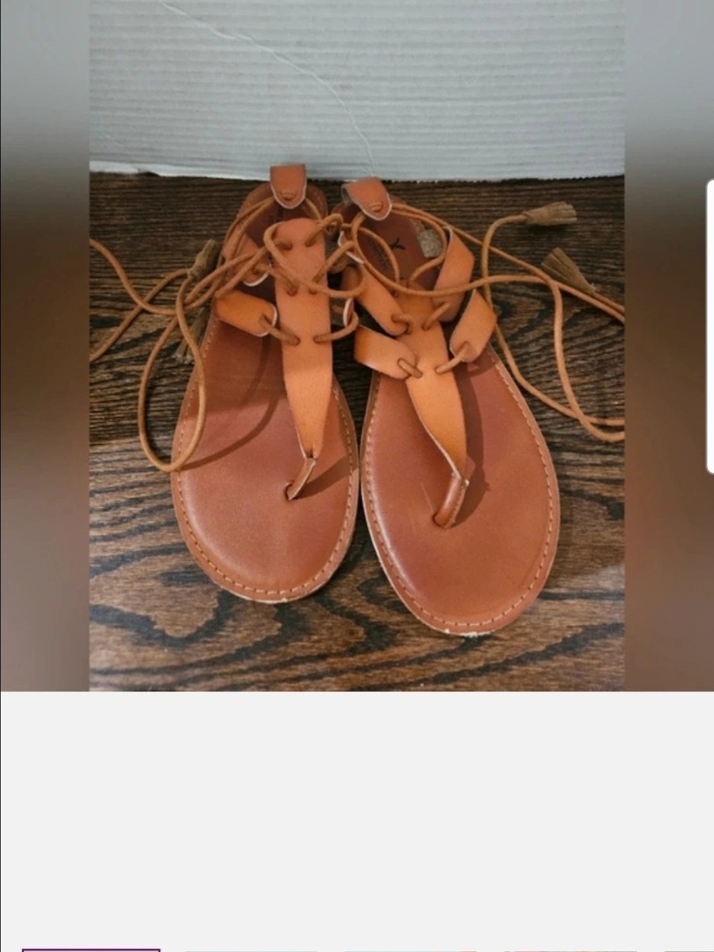 American Eagle Outfitters Tan Lace-Up Toe-Post Sandals